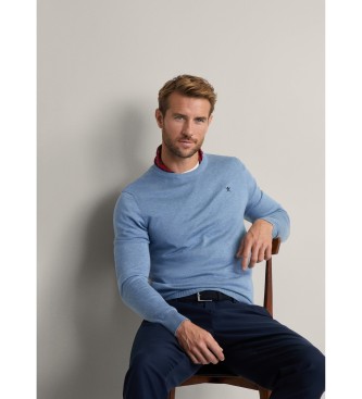 Hackett London Pull en coton et soie bleu