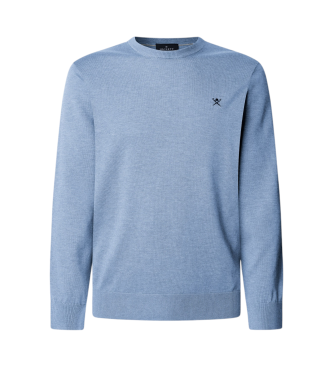 Hackett London Pull en coton et soie bleu