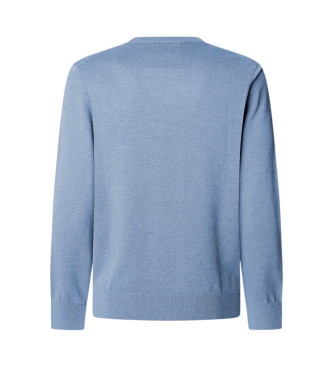 Hackett London Pull en coton et soie bleu