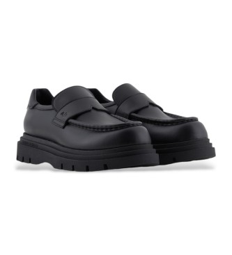 Armani Exchange Black Leather Loafer Loafers