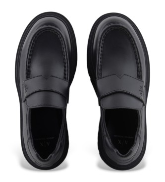 Armani Exchange Black Leather Loafer Loafers
