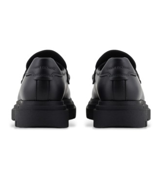 Armani Exchange Black Leather Loafer Loafers
