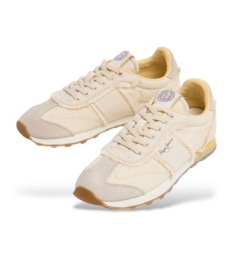 Pepe Jeans Baskets en cuir beige Once Twill