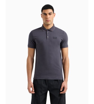 EA7 Core Identity grey stretch cotton polo shirt
