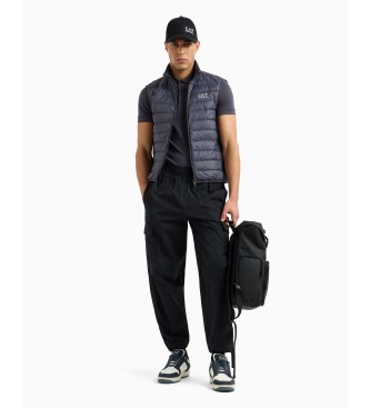 EA7 Core Identity grey stretch cotton polo shirt