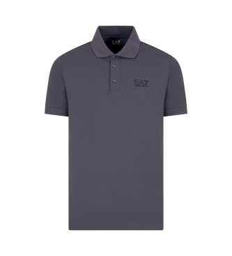 EA7 Core Identity grey stretch cotton polo shirt