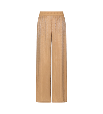 Armani Exchange High-waist, wide-leg trousers with brown elasticated waistband