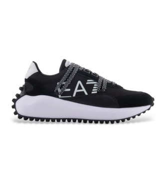 EA7 Black leather trainers