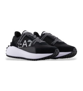 EA7 Black leather trainers