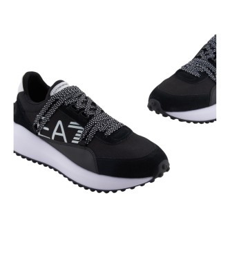 EA7 Black leather trainers