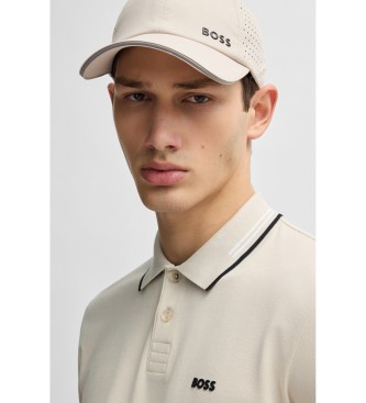 BOSS Polo slim fit en coton stretch avec dtails de la marque beige