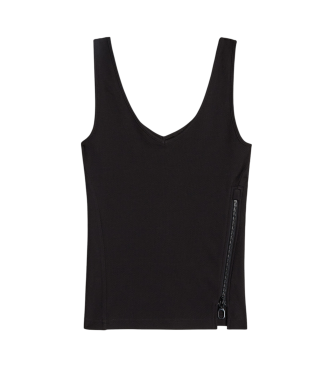 G-Star T-shirt Slim com fecho assimtrico preto