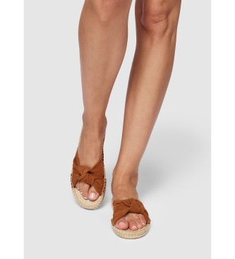 Pepe Jeans Brown Siva Knot leather sandals