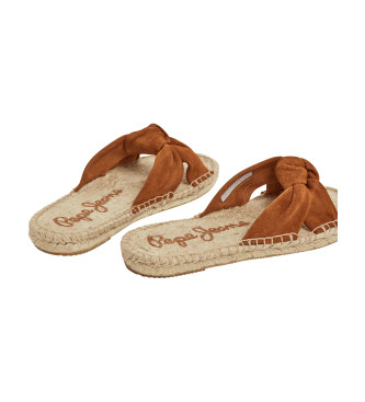 Pepe Jeans Brown Siva Knot leather sandals