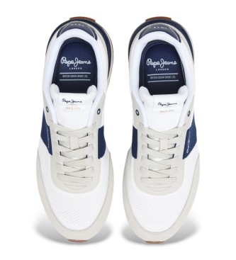 Pepe Jeans Zapatillas de piel Buster Knit blanco