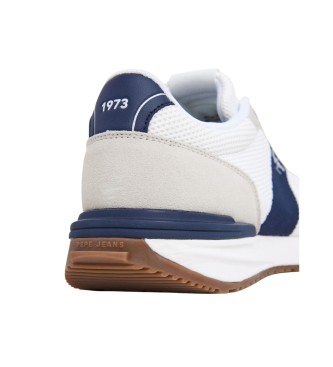 Pepe Jeans Zapatillas de piel Buster Knit blanco