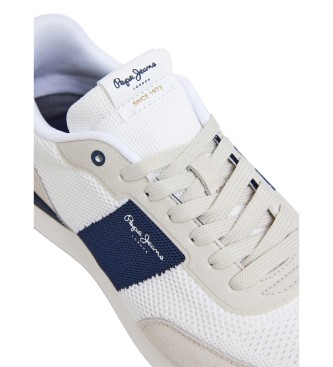 Pepe Jeans Zapatillas de piel Buster Knit blanco