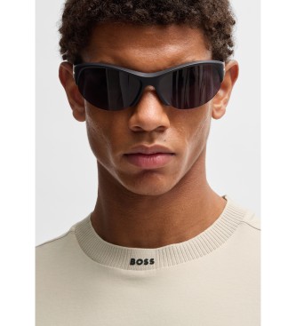 BOSS T-shirt em algodo elstico com gola com logtipo bege  