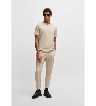 BOSS T-shirt em algodo elstico com gola com logtipo bege  