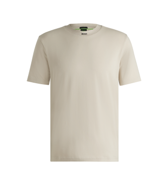 BOSS T-shirt em algodo elstico com gola com logtipo bege  