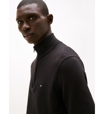 Tommy Hilfiger Maglia mezza zip con logo ricamato nero