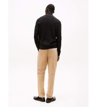 Tommy Hilfiger Maglia mezza zip con logo ricamato nero