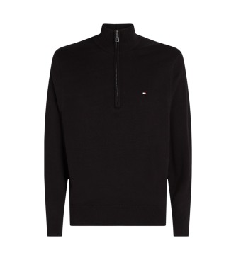 Tommy Hilfiger Maglia mezza zip con logo ricamato nero