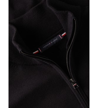 Tommy Hilfiger Maglia mezza zip con logo ricamato nero