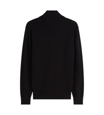 Tommy Hilfiger Maglia mezza zip con logo ricamato nero