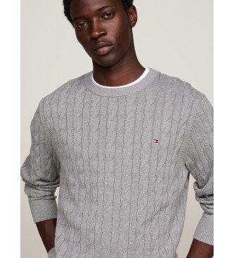 Tommy Hilfiger Camisola de malha entranada cinzenta