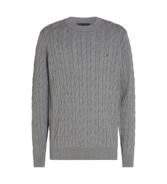 Tommy Hilfiger Camisola de malha entranada cinzenta