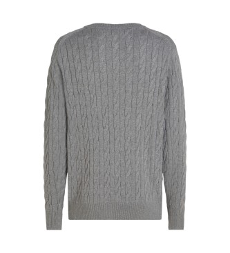 Tommy Hilfiger Camisola de malha entranada cinzenta
