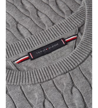 Tommy Hilfiger Camisola de malha entranada cinzenta