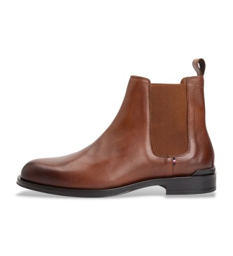 Tommy Hilfiger Bottines Chelsea en cuir marron