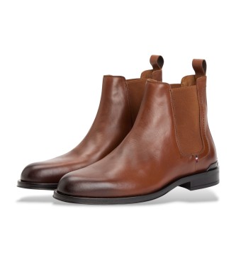 Tommy Hilfiger Bottines Chelsea en cuir marron
