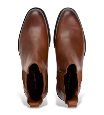 Tommy Hilfiger Bottines Chelsea en cuir marron