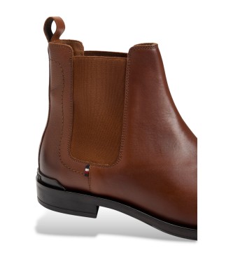 Tommy Hilfiger Bottines Chelsea en cuir marron