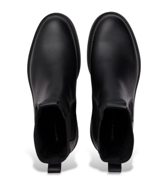 Tommy Hilfiger Comfort leren Chelsea enkellaars zwart