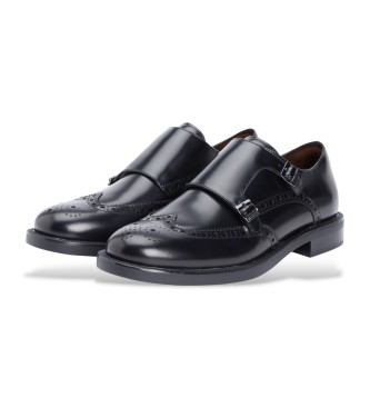 Tommy Hilfiger Sapatos Monk em couro preto