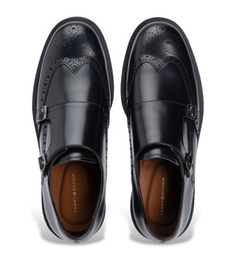 Tommy Hilfiger Sapatos Monk em couro preto