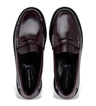 Tommy Hilfiger Mocassins abertos em pele cor de vinho