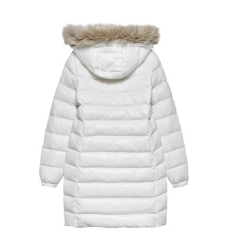 Tommy Jeans Witte glanzende gewatteerde donsjas