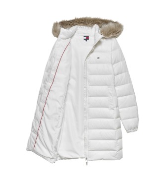 Tommy Jeans Witte glanzende gewatteerde donsjas