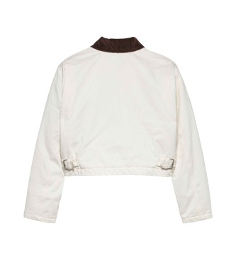 Tommy Jeans Quiltad croppad jacka med vit logotyp