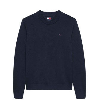 Tommy Jeans Navy slanke trui met ronde hals