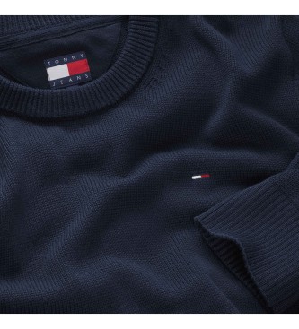 Tommy Jeans Navy slanke trui met ronde hals