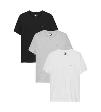 Tommy Jeans Set of 3 extra-slim logo t-shirts black, grey, white