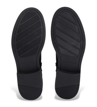 Tommy Hilfiger Stivali da equitazione in pelle nera con monogramma