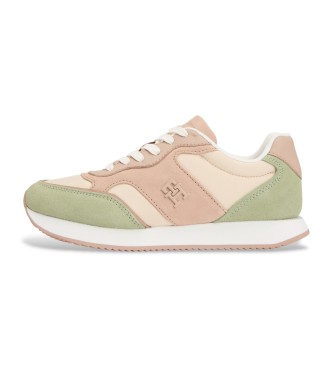 Tommy Hilfiger Beige monogrammed leather trainers