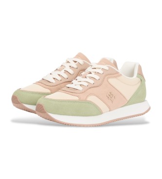 Tommy Hilfiger Beige monogrammed leather trainers